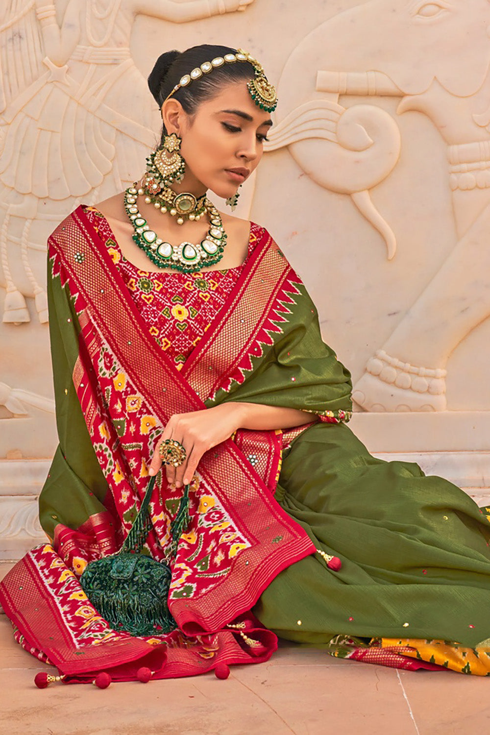 Mehendi Green Heavy Designer Saree