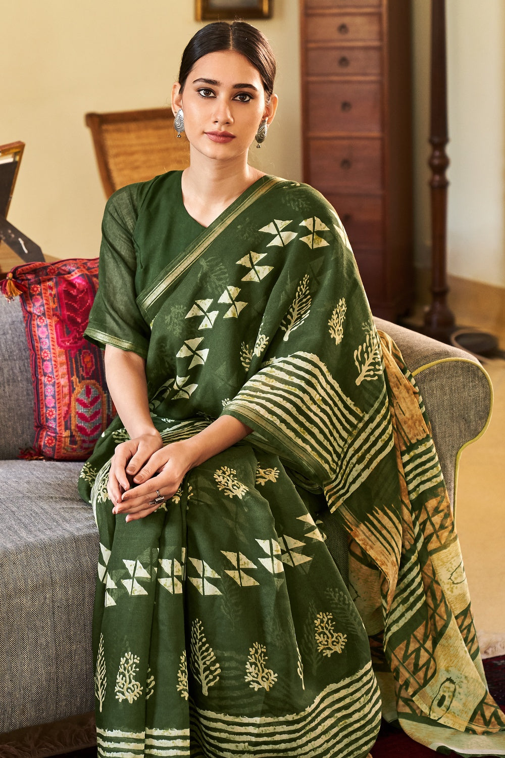 Buy Authentic Bengal Handloom Linen Sarees Online - Hot Pin | Dhagasaree