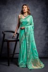 Teal Green Colour Zari Weaving Silk Saree