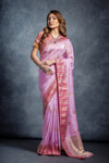 Pink Colour Zari Weaving Silk Saree