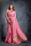 Baby Pink Colour Zari Weaving Silk Saree