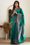 Rama Green Soft Silk Saree With Zari Weaving Work