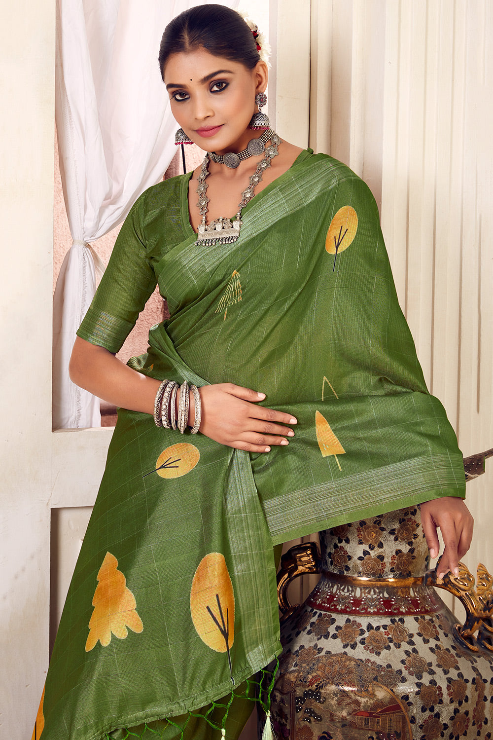 Buy Parakeet Green Cotton Saree online-Karagiri – Karagiri Global