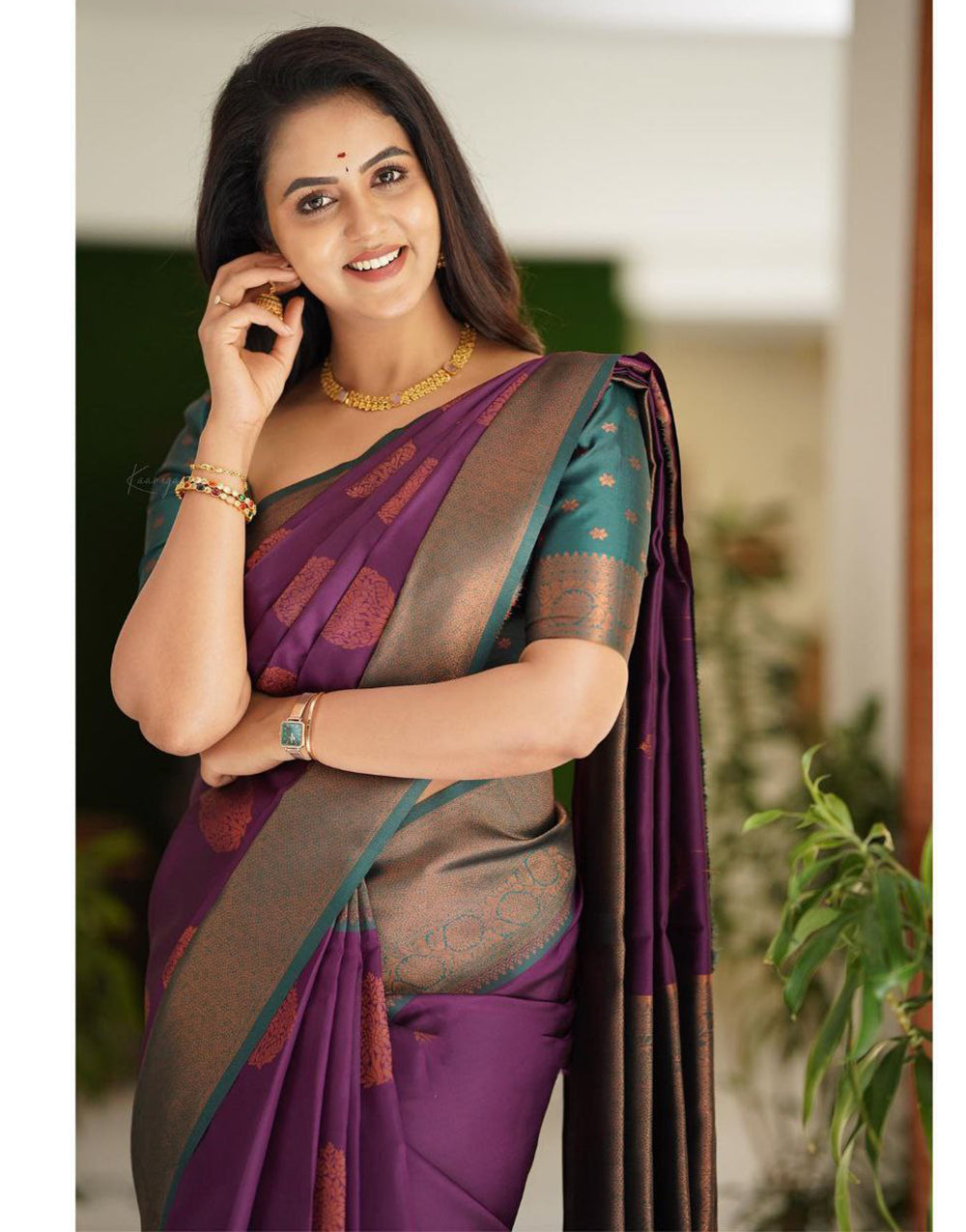 New Purple Colour Soft Silk Saree With Blouse