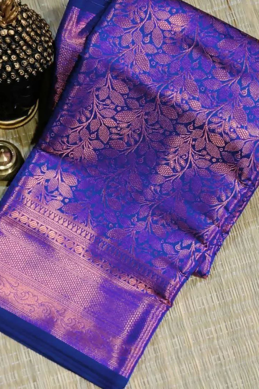 Purple Banarasi Silk Saree With Zari Weaving Work