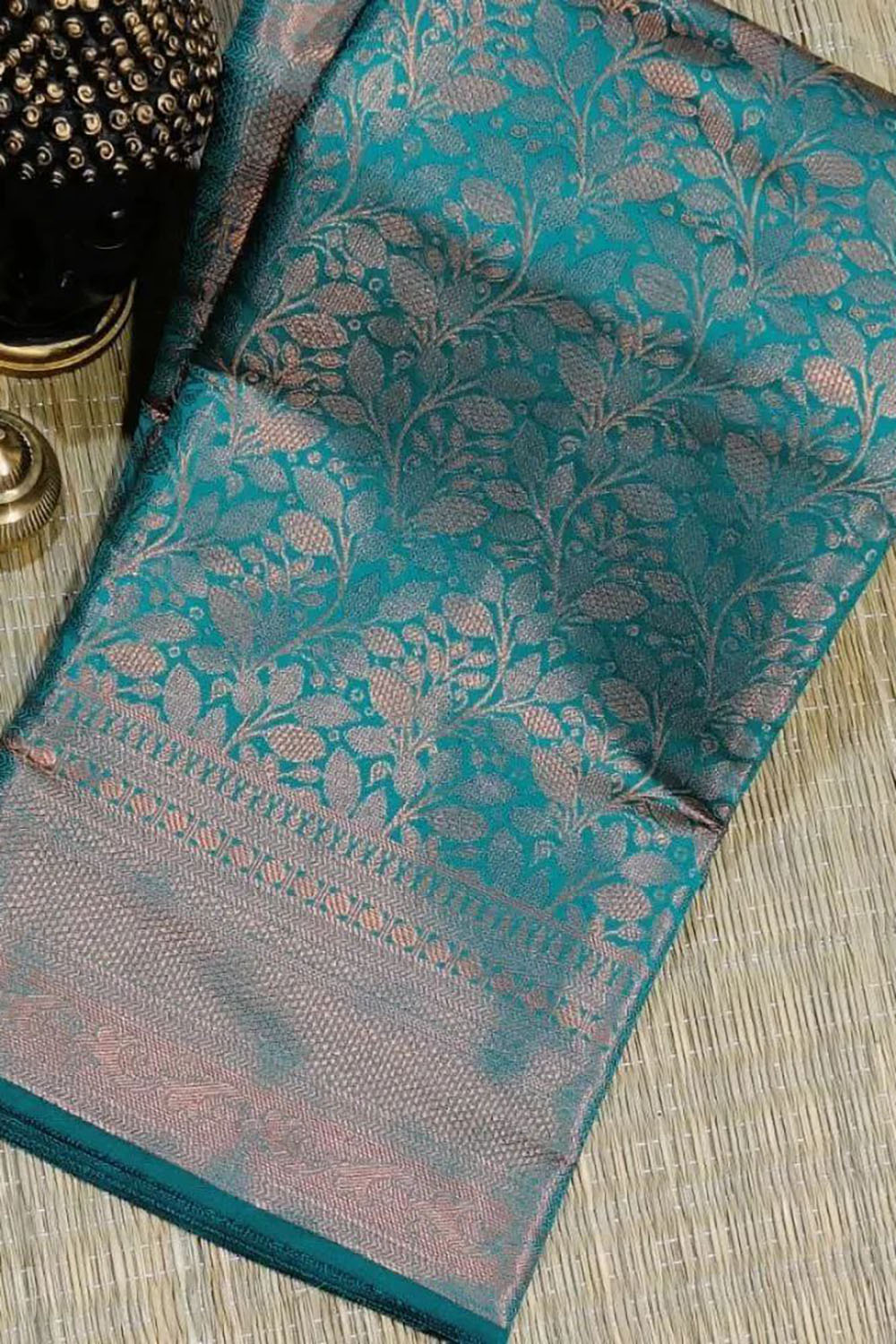 Rama Blue Banarasi Silk Saree With Zari Weaving Work