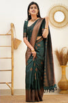 Green Banarasi Silk Saree With Zari Weaving Work