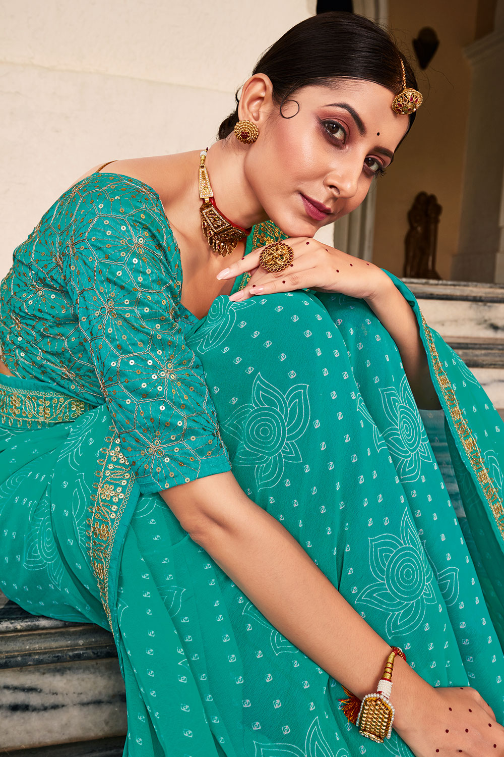 Dazzling Cyan Color Weaving Work Saree In Art Silk Fabric