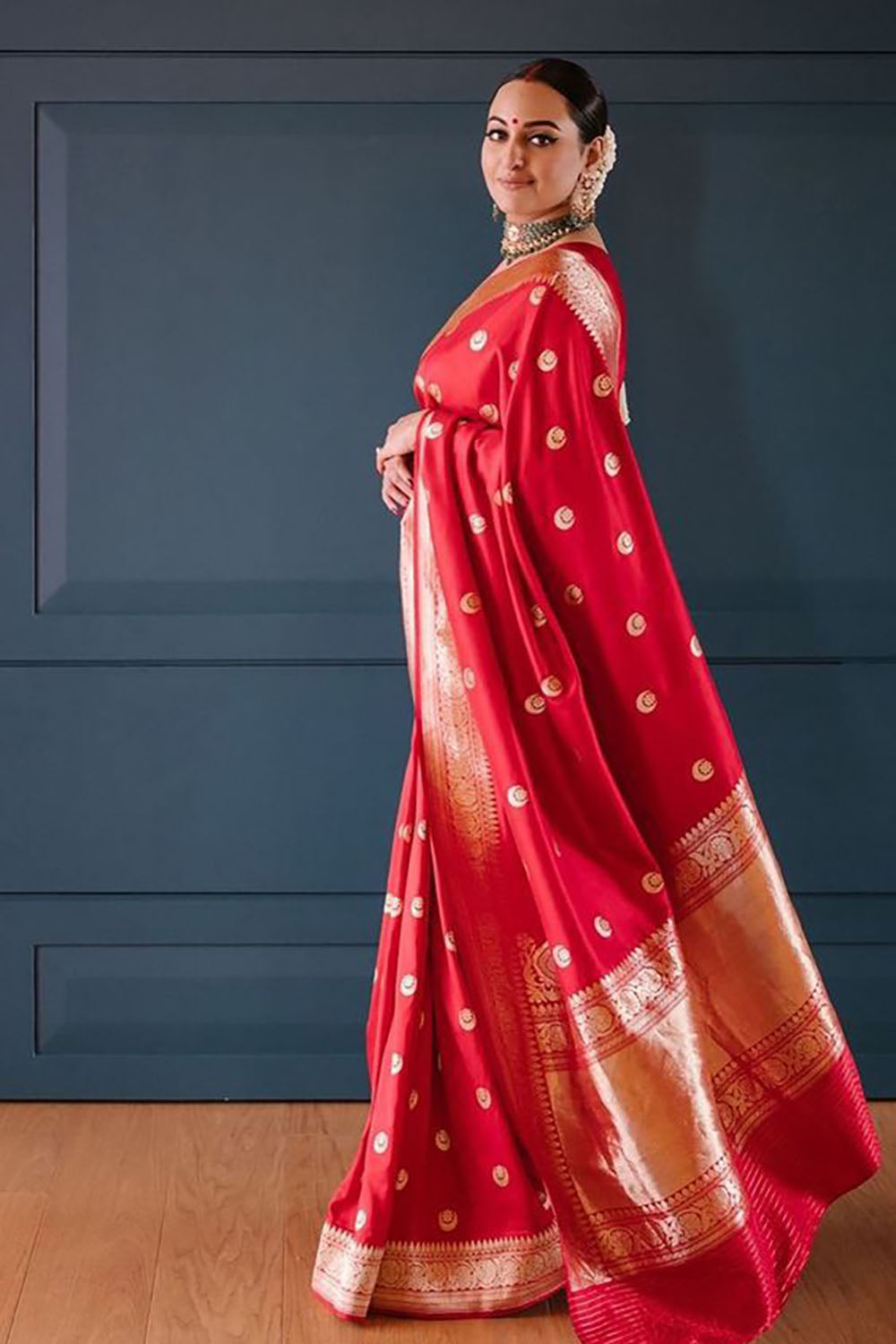 Red Banarasi Silk Saree With Zari Weaving Work