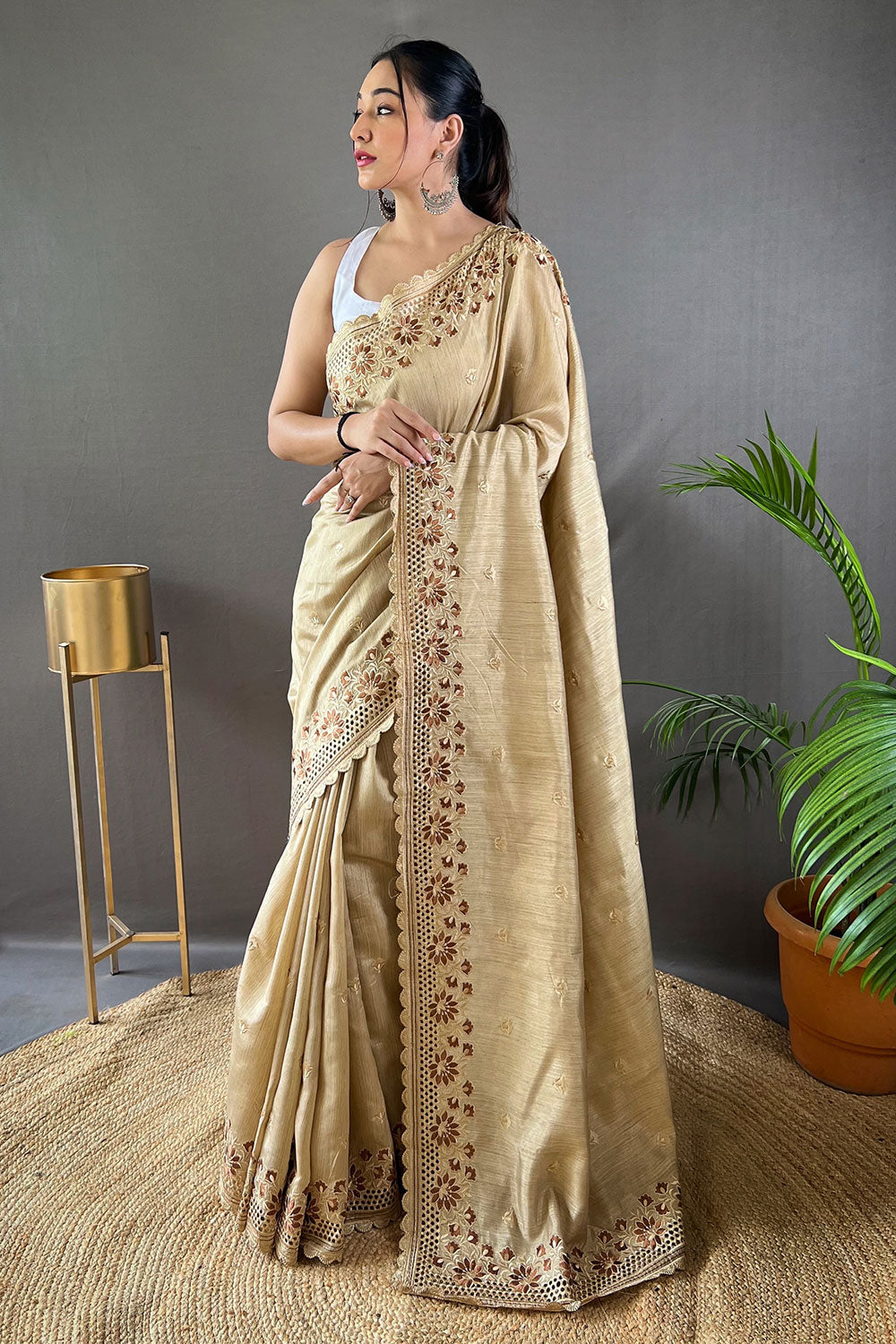 Beige Color Sarees | Beige Saree Online at BharatSthali