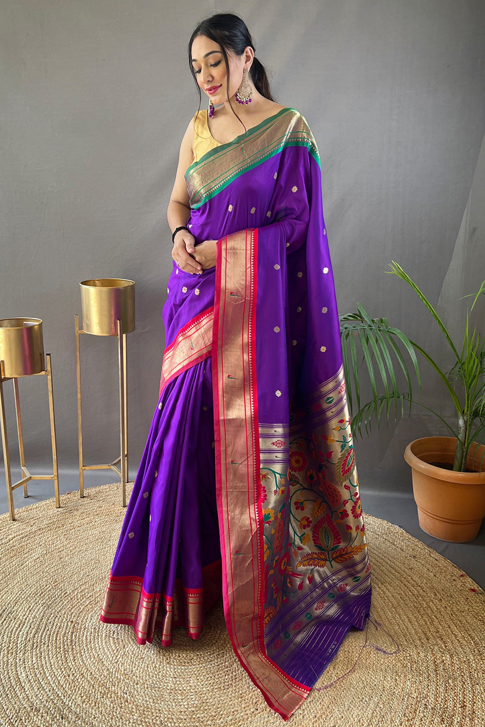 Buy Purple Silk Festival Wear Paithani Saree Online From Wholesale Salwar.