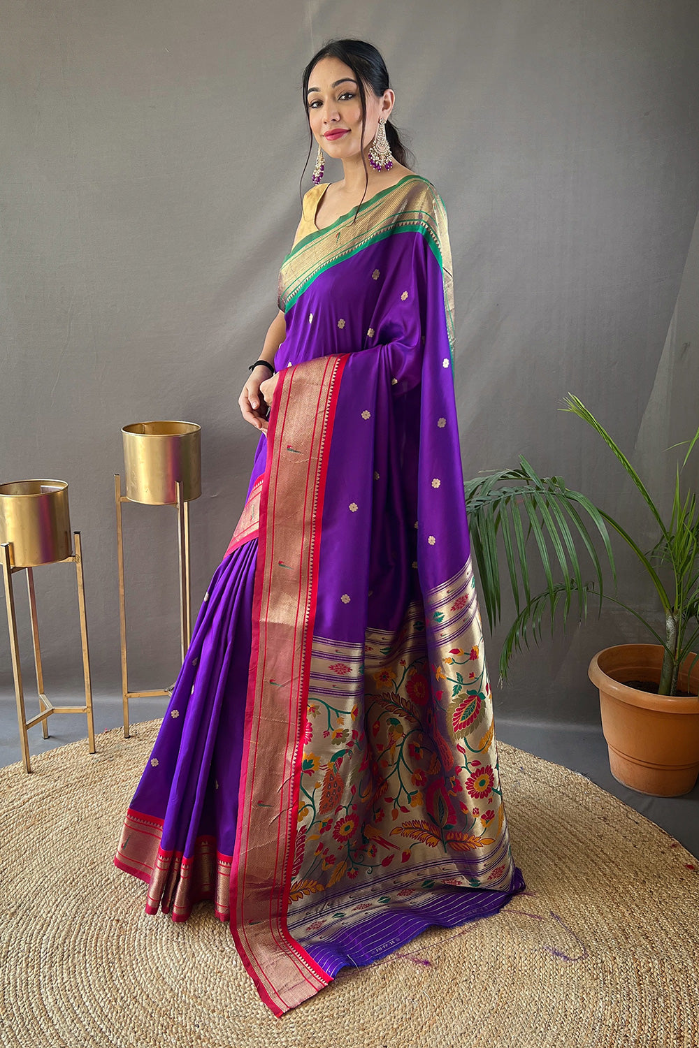 New Collection - Original Paithani Sarees in Violet - Designerkloth