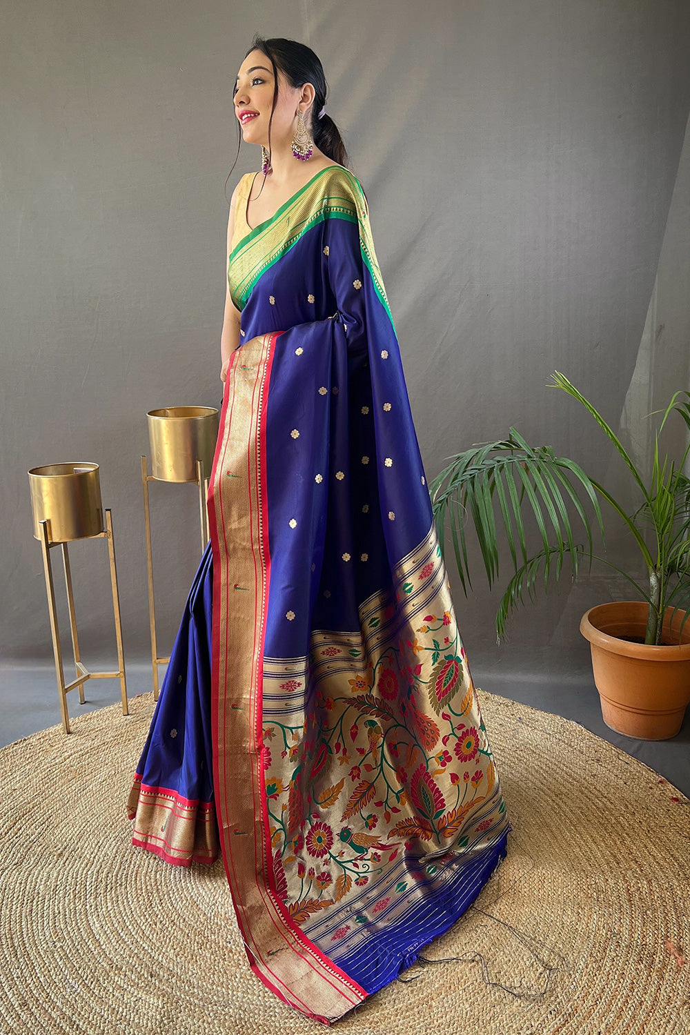 Prolisma Kashi Beautiful Paithani Saree Navy Blue – PROLISMA