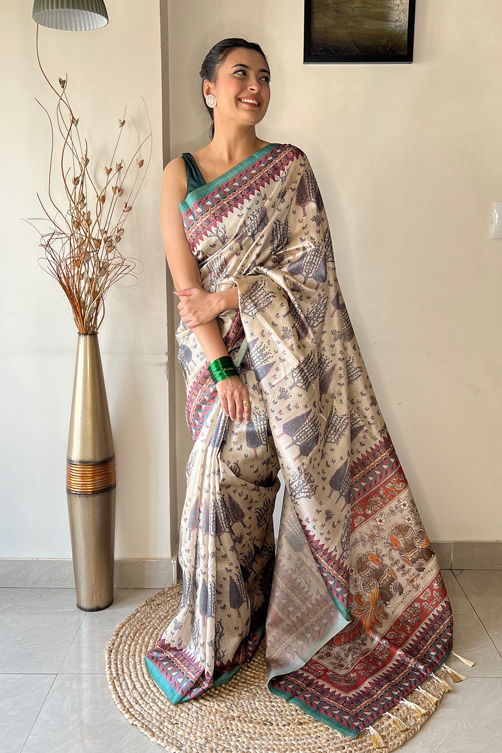 Women's Kalamkari Print with Regal Weave Silk Saree With Unstiched Blouse  Piece - Silk Zone