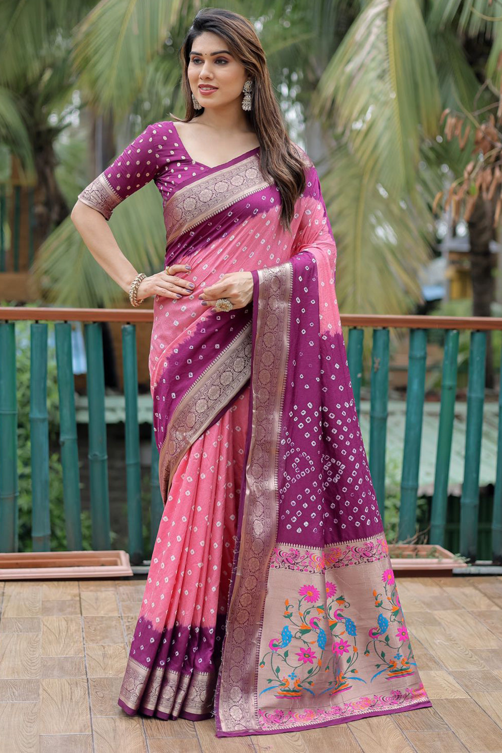 Buy Purple Weaving Silk Traditional Saree With Blouse From Ethnic Plus