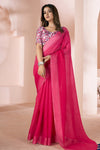 Ruby Pink Linen Saree With Weaving Border