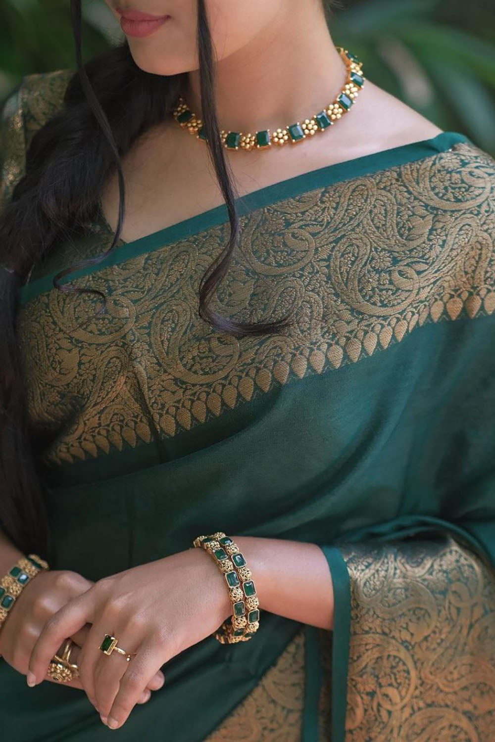 Green Soft Silk Saree With Weaving Work