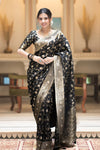 Hira Black Banarasi Silk Saree With Amazing Blouse Piece