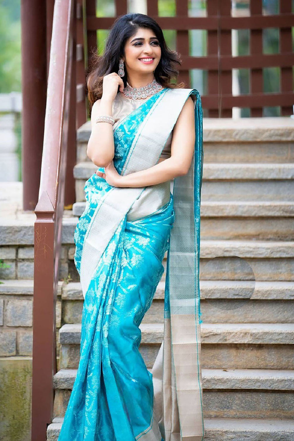 Sky Blue Banarasi Silk Saree With Zari Weaving Work