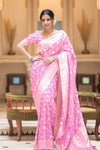 Hira BabyPink Banarasi Silk Saree With Amazing Blouse Piece