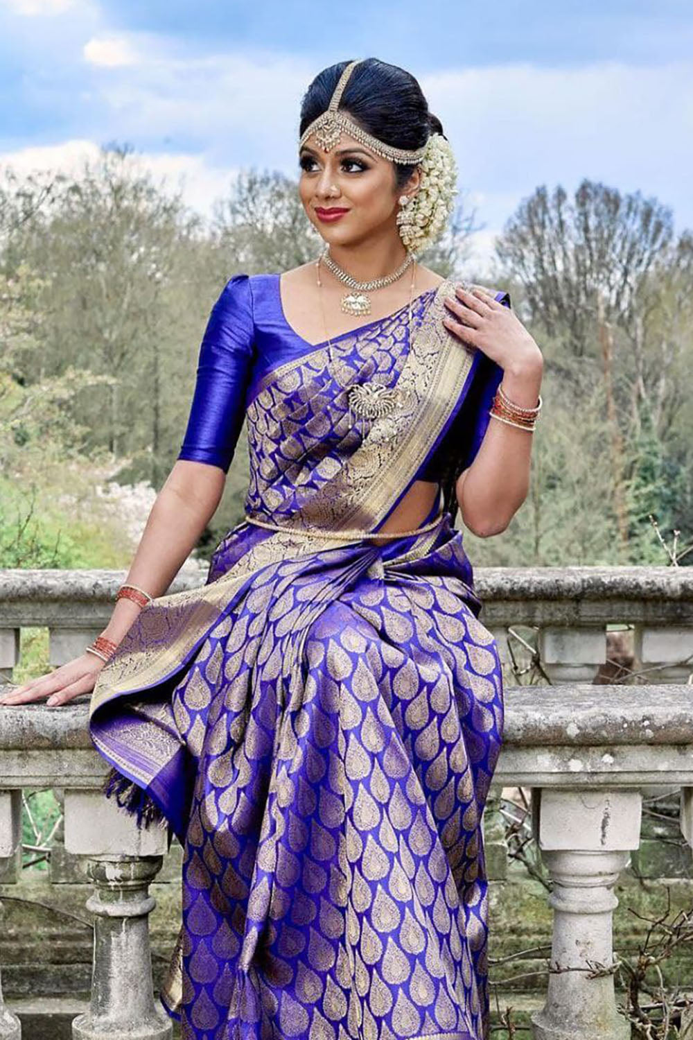 Royal Blue Banarasi Silk Saree With Zari Weaving Work