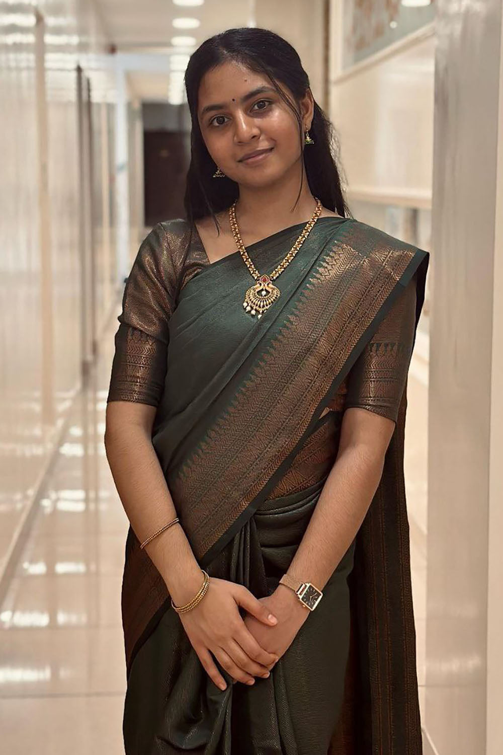 Green Soft Silk Saree With Weaving Work