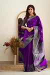 Purple Soft Silk Saree With Weaving Work