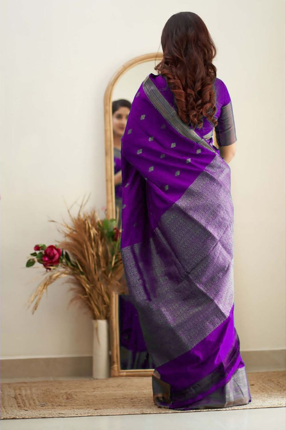 Purple Soft Silk Saree With Weaving Work