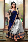 Light Grey Narayanpeth Cotton Silk Jacquard Half Lehenga Saree