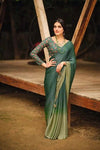 Green color 3D Chiffon  Saree With Sequence Blouse