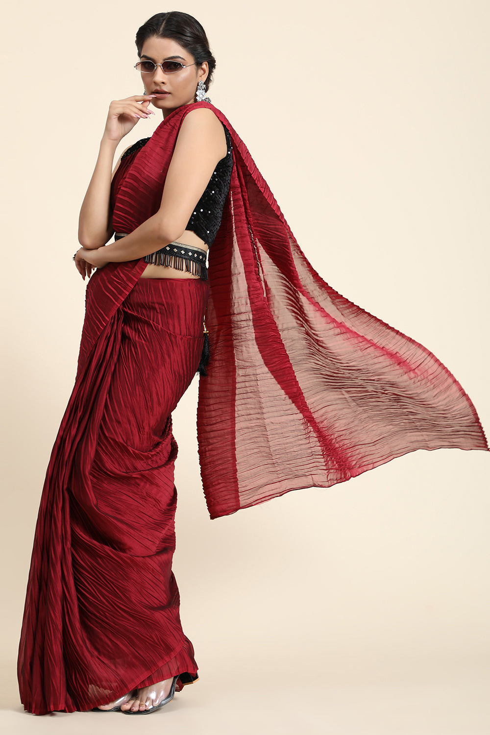 Admirable Dark Red And Golden Flower Soft Silk Designer Saree –  TheDesignerSaree