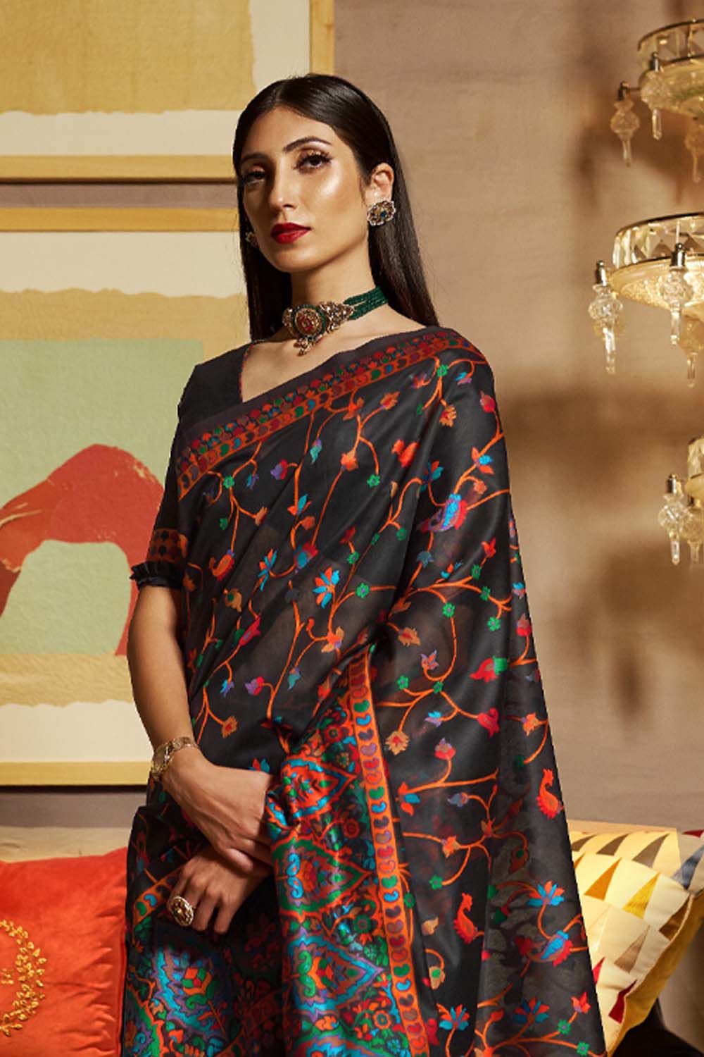 Buy Black Sarees for Women by EKASYA Online | Ajio.com