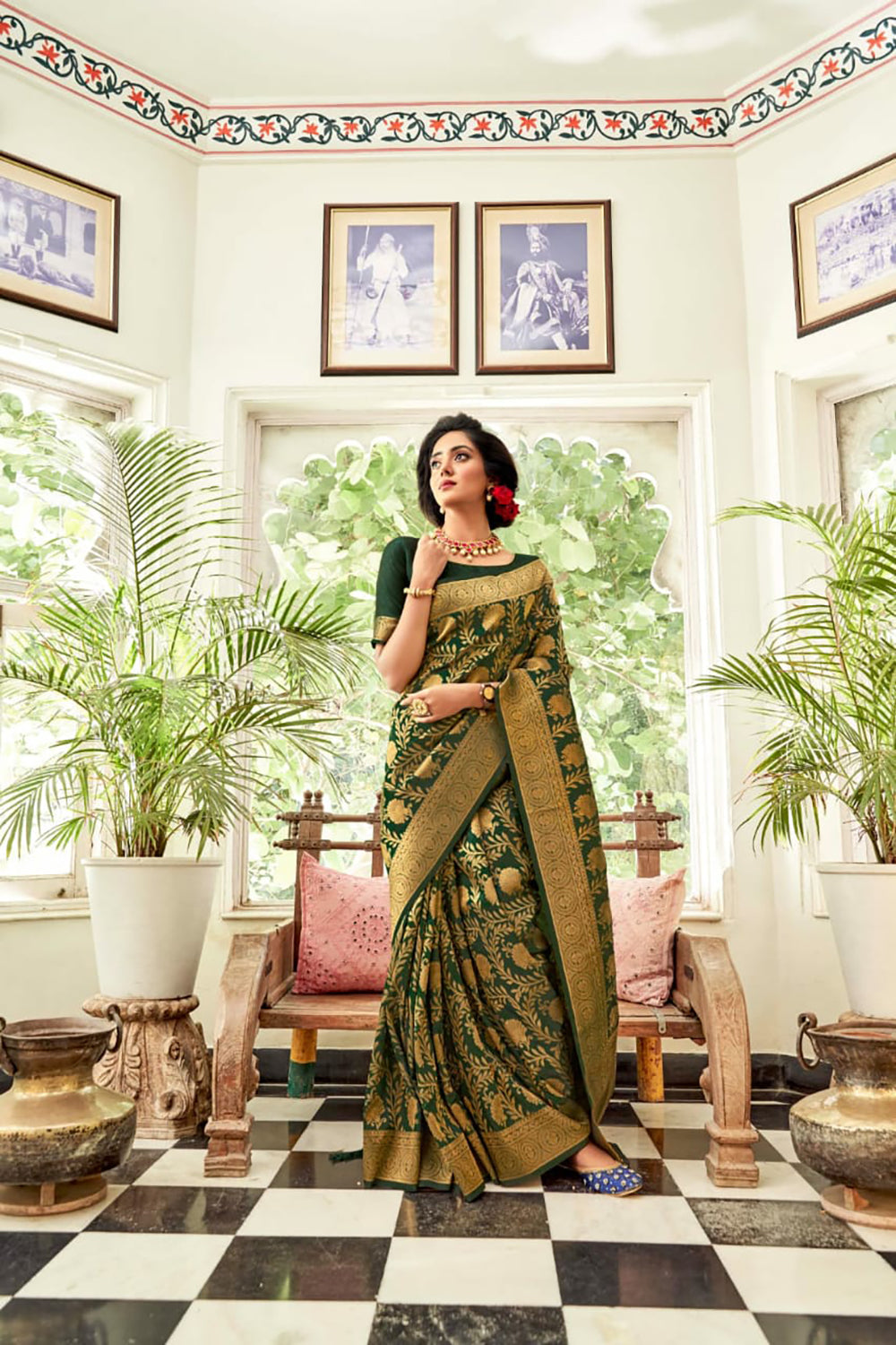 Elegant Green Kanjivaram Saree with Intricate Weaving and Delightful Ta… in  2024 | Blouse designs indian, Silk saree blouse designs patterns, Designer  saree blouse patterns