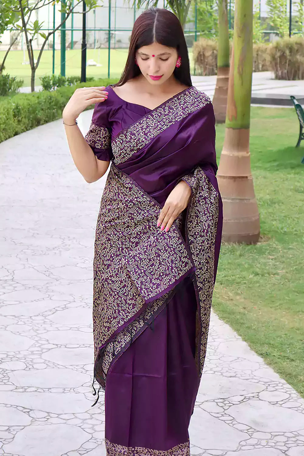 Dark Purple Colour 3D Chiffon Saree With Sequence Blouse – Bahuji - Online  Fashion & Lifestyle Store