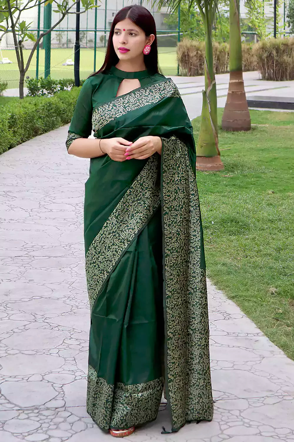 Buy MURLIENTRPRISE Woven, Self Design Bollywood Art Silk, Georgette Green  Sarees Online @ Best Price In India | Flipkart.com