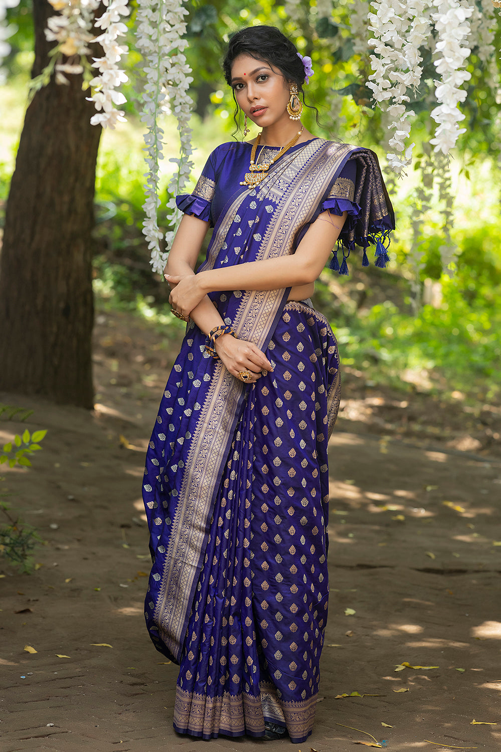 LILA INDIGO BLUE PRE DRAPED SAREE SET – sonal pasrija label