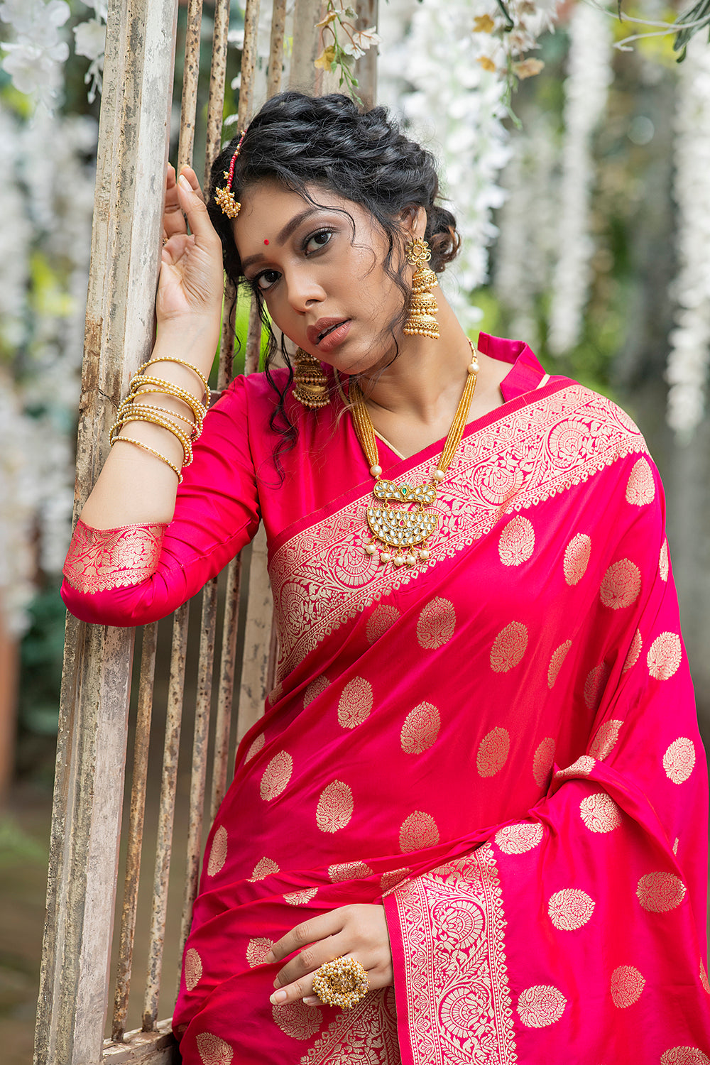 Buy Hot Pink Leheriya Saree online-Karagiri