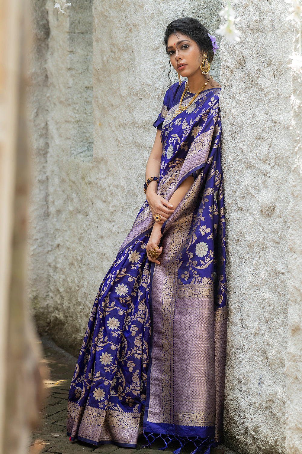 Banarasi saree : Purple jacquard weaving work banarasi silk ...