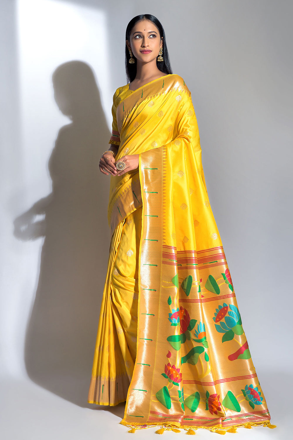 Beautiful Semi Paithani With Border Purple 1 : The Morani Fashion