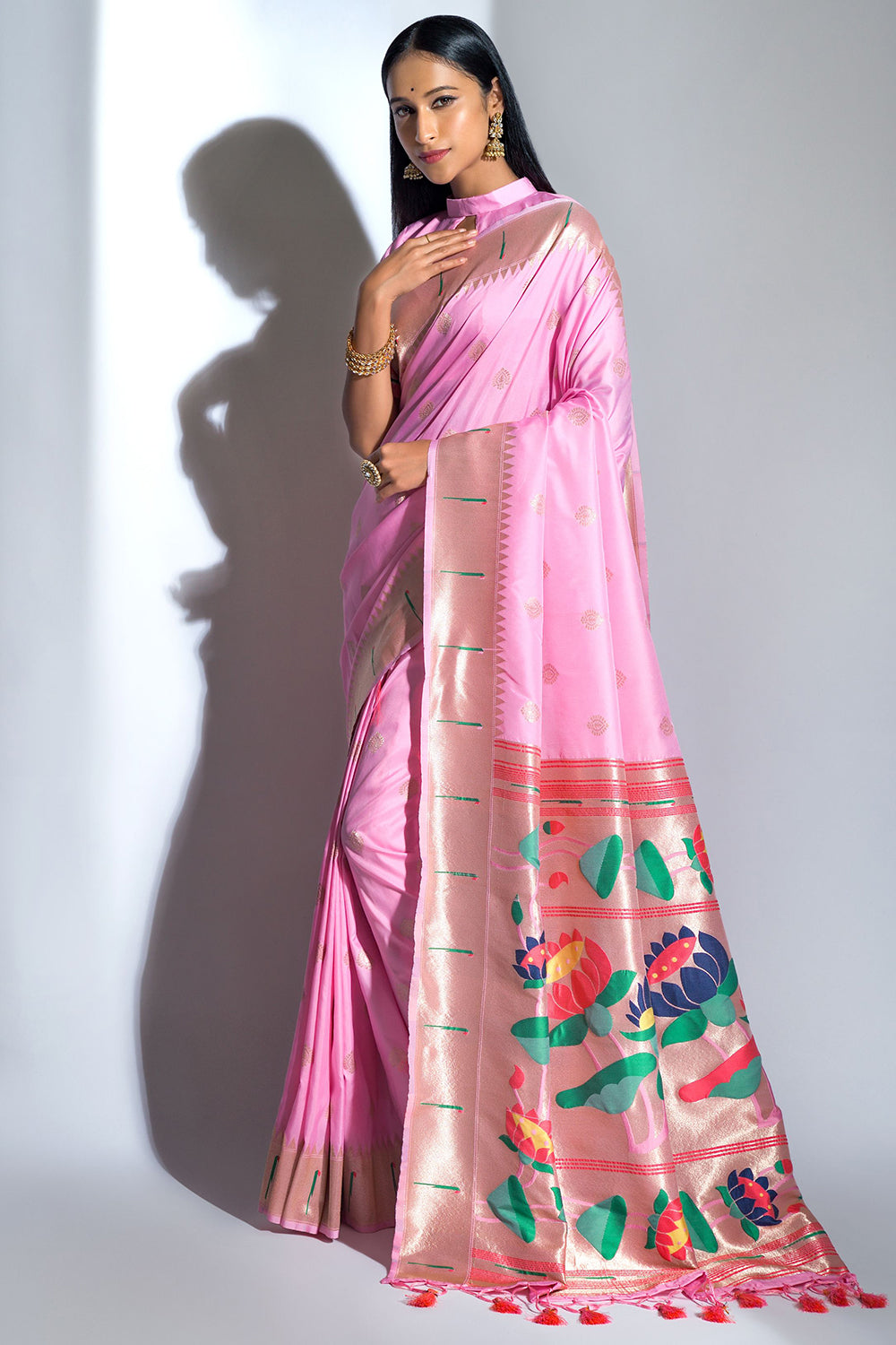 Elegant Baby Pink Banarasi Silk Saree With Most Traditional Blouse Pie –  LajreeDesigner