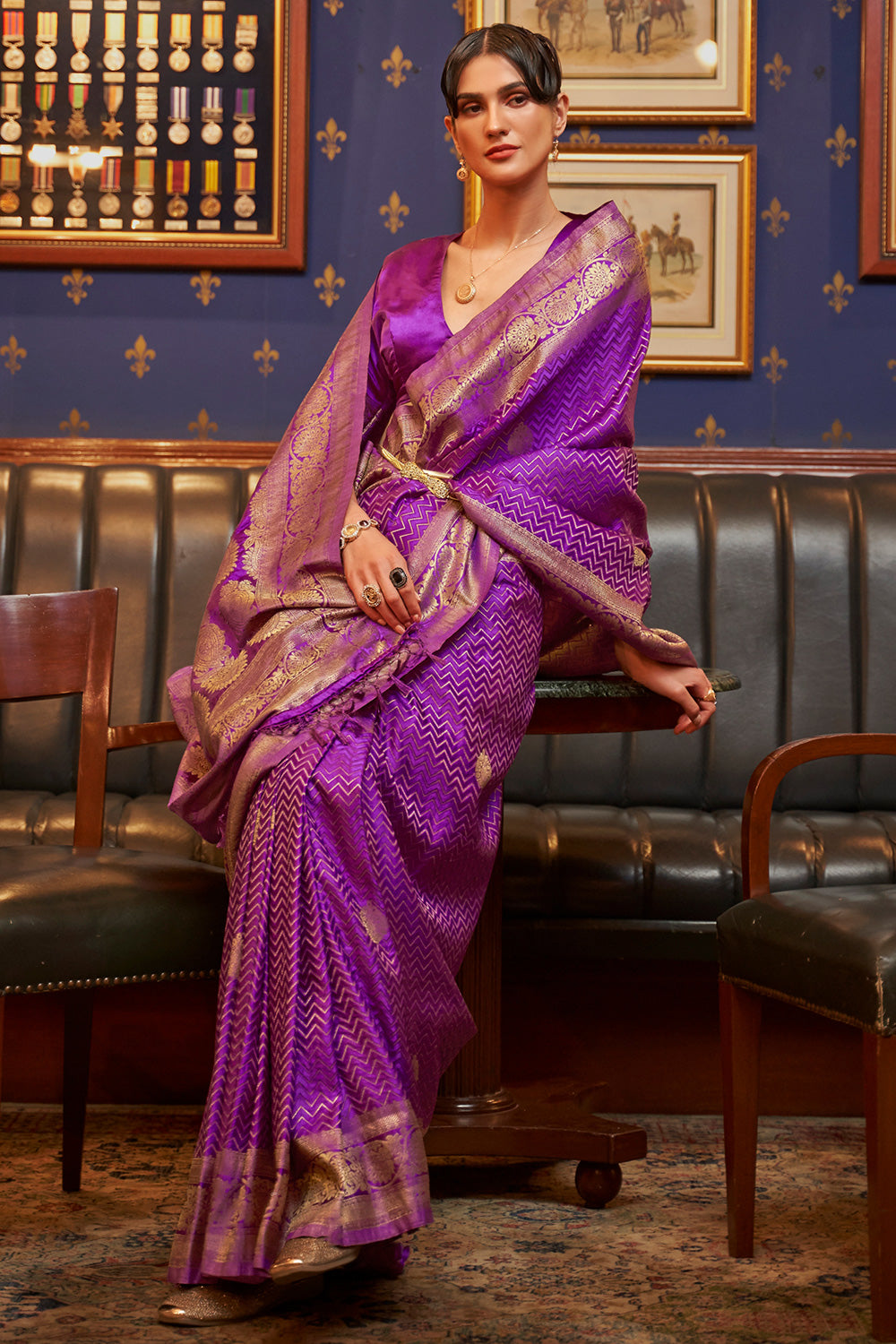 Woven Art Silk Saree in Purple : SPF4710