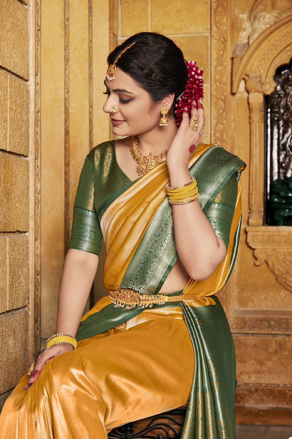 Golden Elegance: Yellow Soft Silk Saree for Weddings and Parties | Party  wear indian dresses, Soft silk sarees, Saree wedding