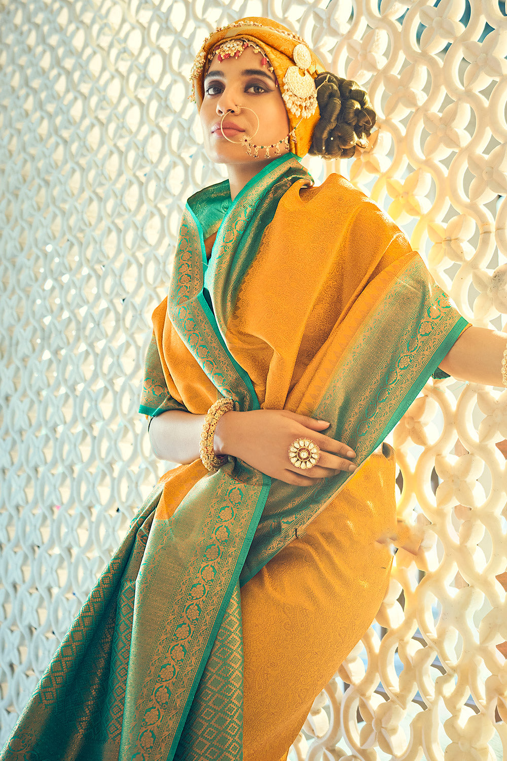 Yellow Soft Silk Saree With Zari Weaving Work