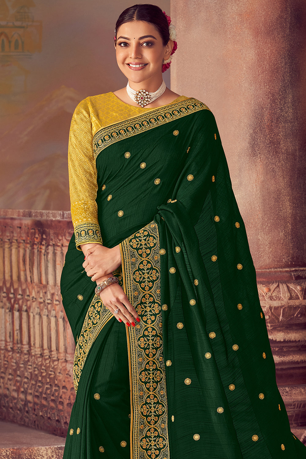 Lime Green And Teal Zari Enhanced Silk Saree With Blouse Piece –  paanericlothing