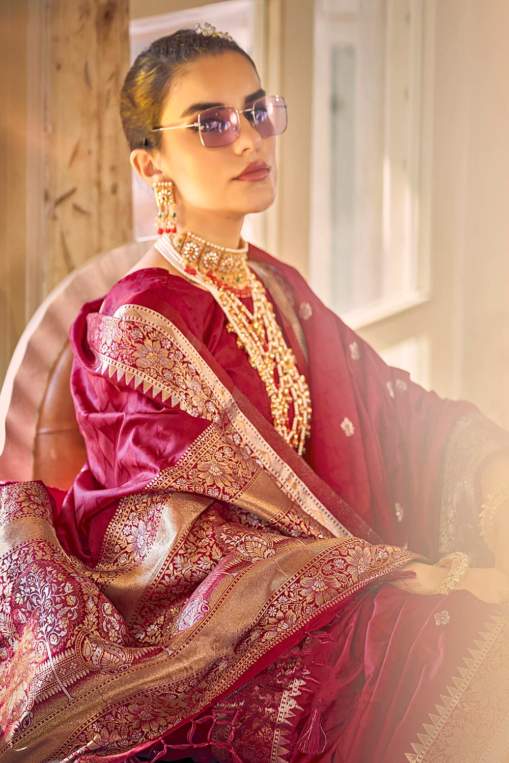 Stunning Red Color Soft Silk Designer Saree FN119 | Silk sarees, Soft silk  sarees, Maroon saree