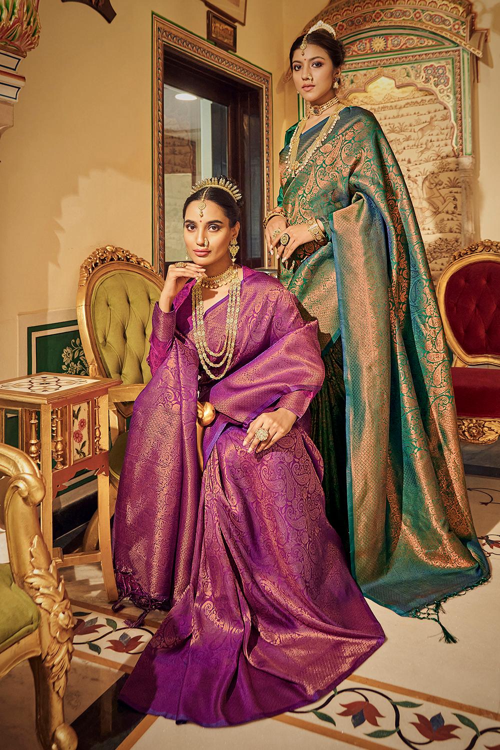 Banarasi Silk Woven Saree In Magenta Colour - SR1356077