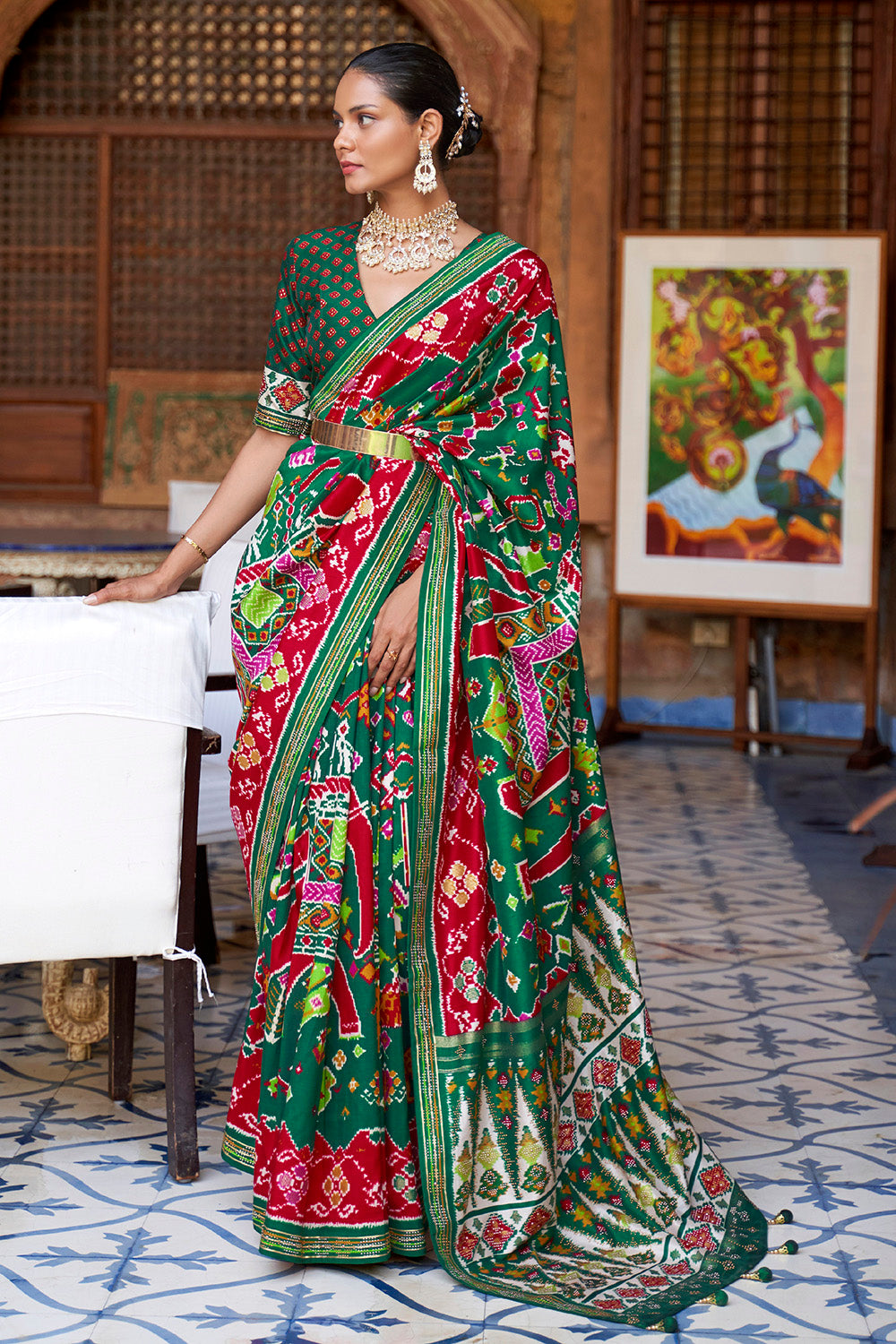 Dark Green Pure Silk Designer Patola Saree at Rs 3430.00 | Patola Silk  Sarees | ID: 2850508156112