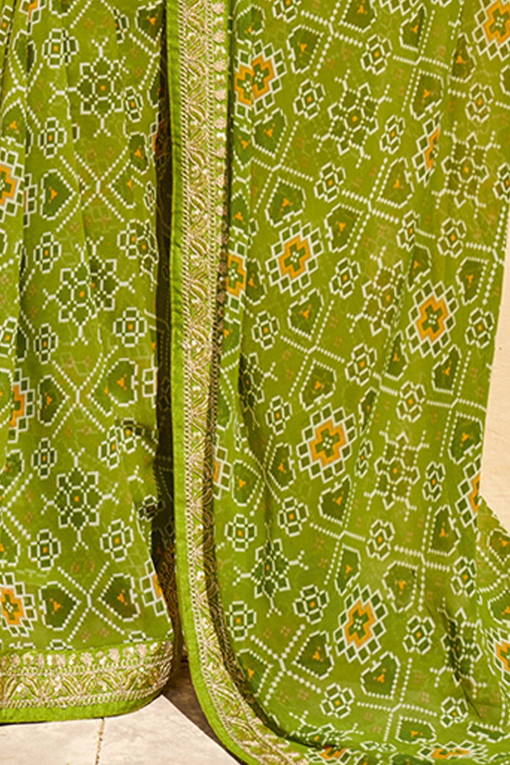 Dark Green Georgette Embroidery Border Saree