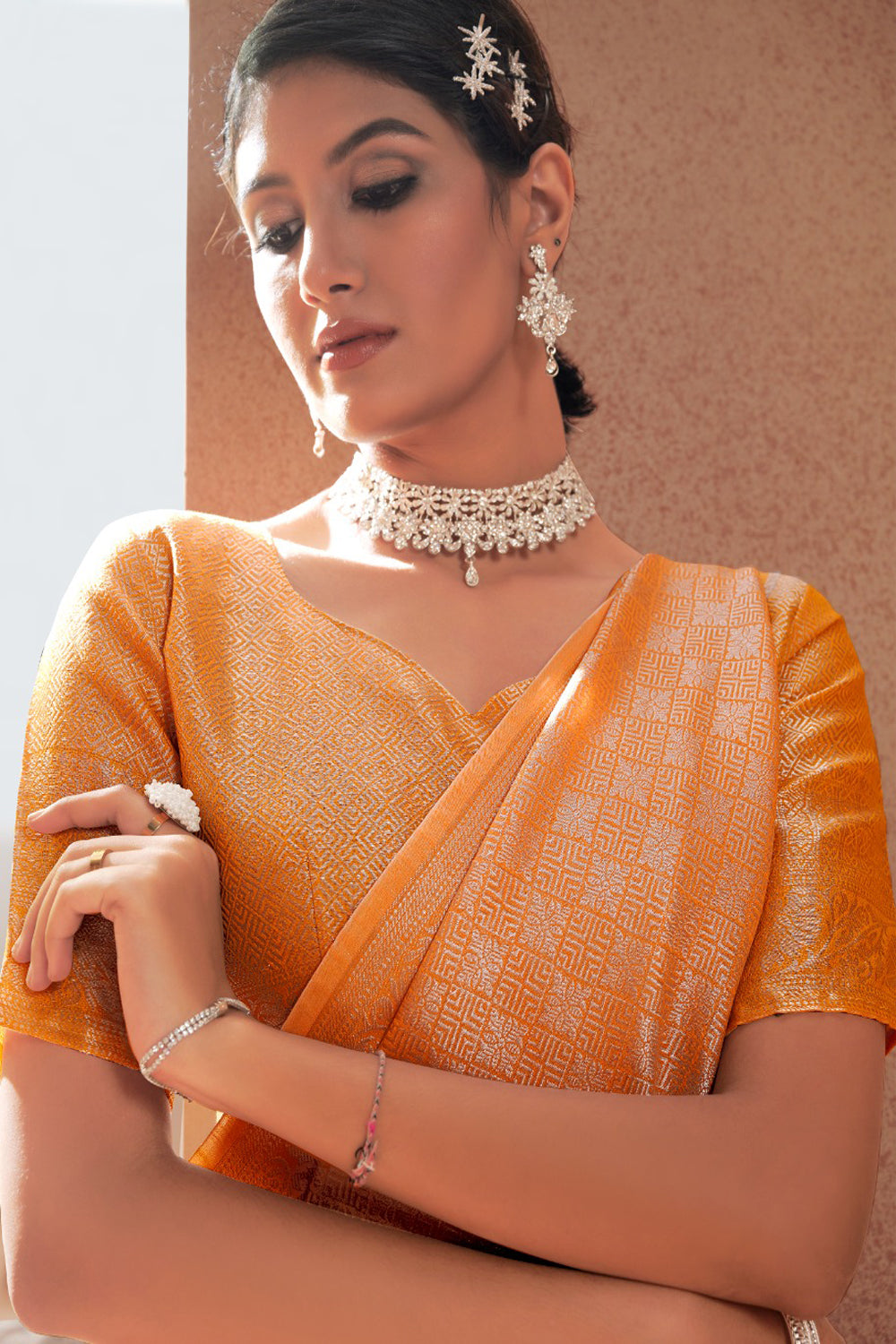 11 Chic Contrast Blouse Ideas For Orange Sarees • Keep Me Stylish | Unique  blouse designs, Saree blouse designs latest, Designer blouse patterns