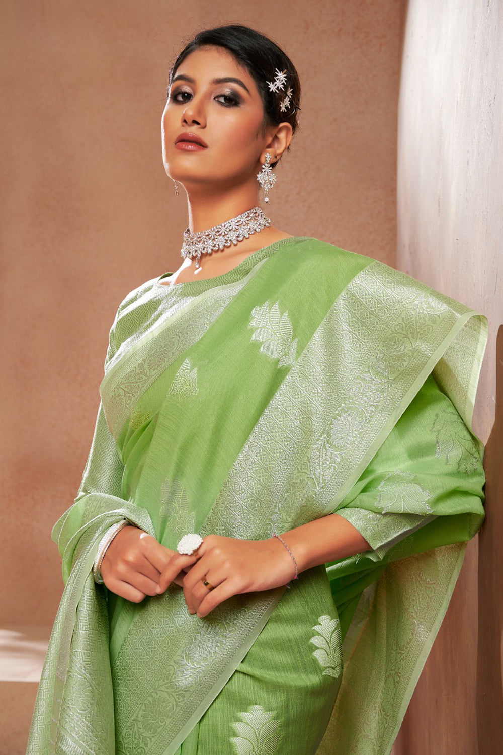 Pista green and bottle green pure kanchipuram soft silk sarees